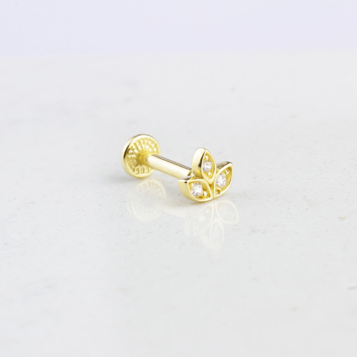 14k Solid Gold Flower Tragus Piercing