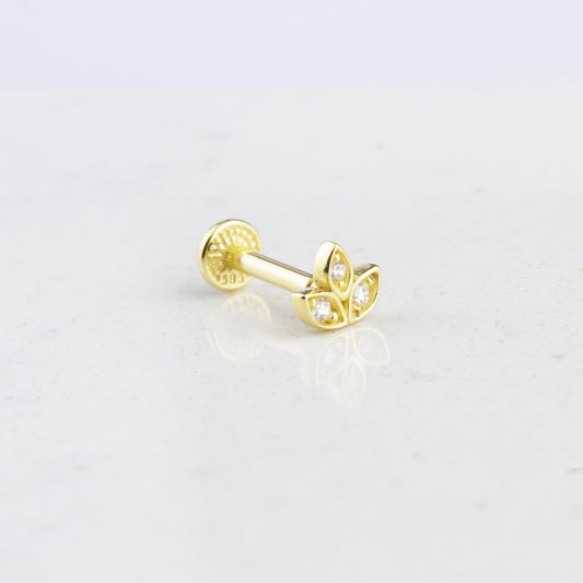 14k Solid Gold Flower Tragus Piercing