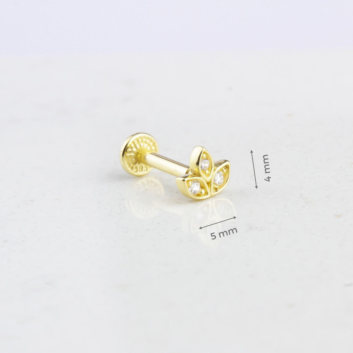 14k Solid Gold Flower Tragus Piercing - alternate view 3