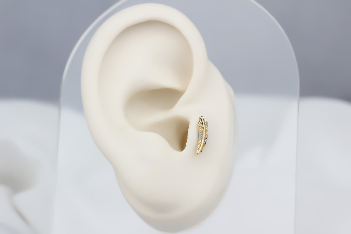 14k Solid Gold Leaf Tragus Piercing - alternate view 5