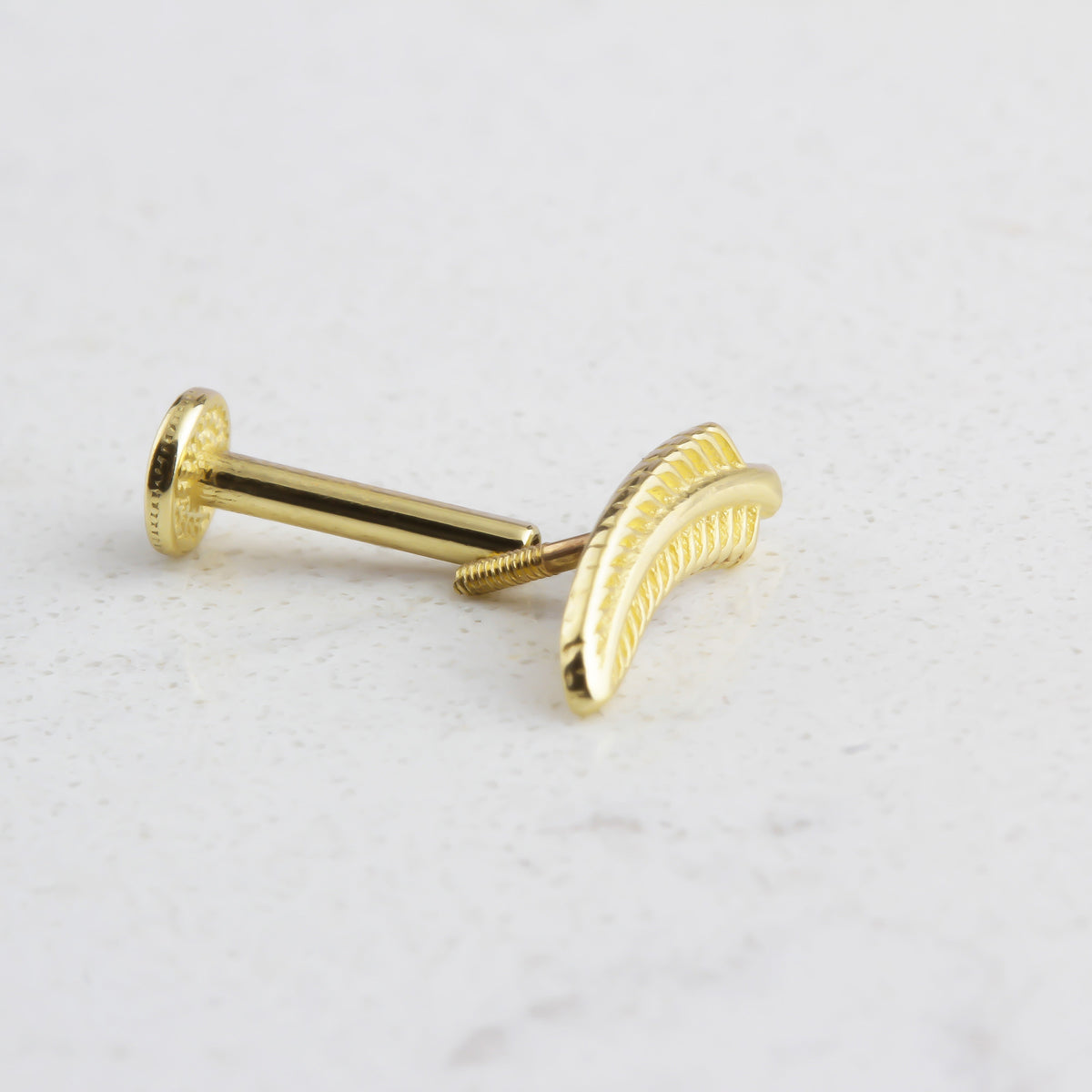 14k Solid Gold Leaf Tragus Piercing - alternate view 2