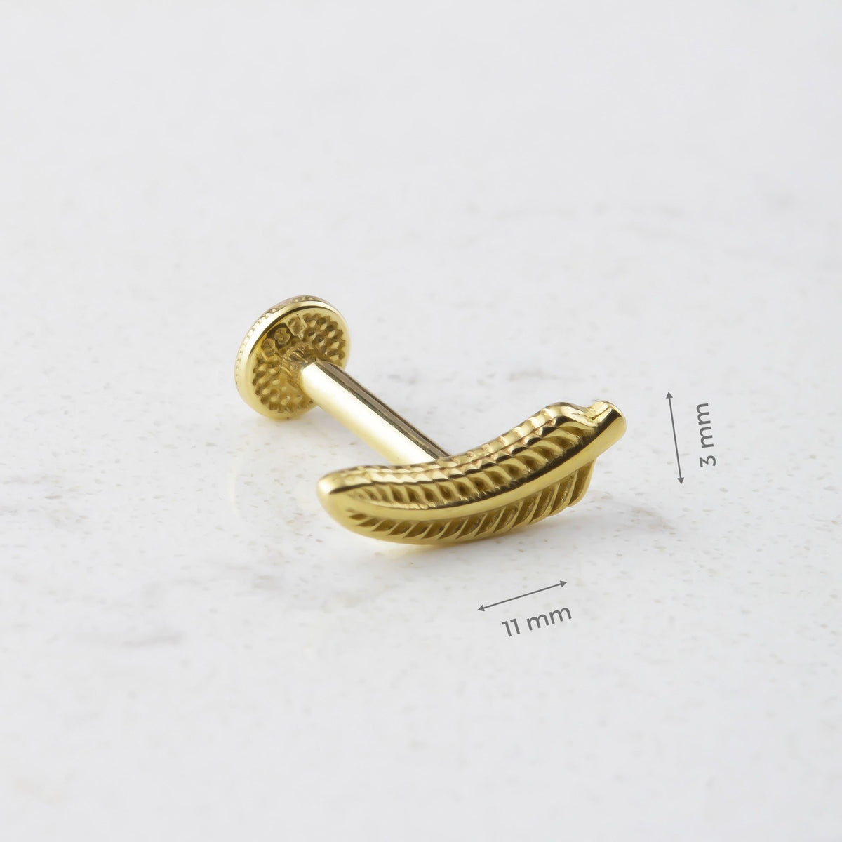 14k Solid Gold Leaf Tragus Piercing - alternate view 3