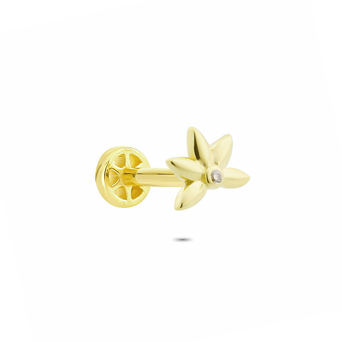 14k Solid Gold Clover Tragus Piercing - alternate view 4