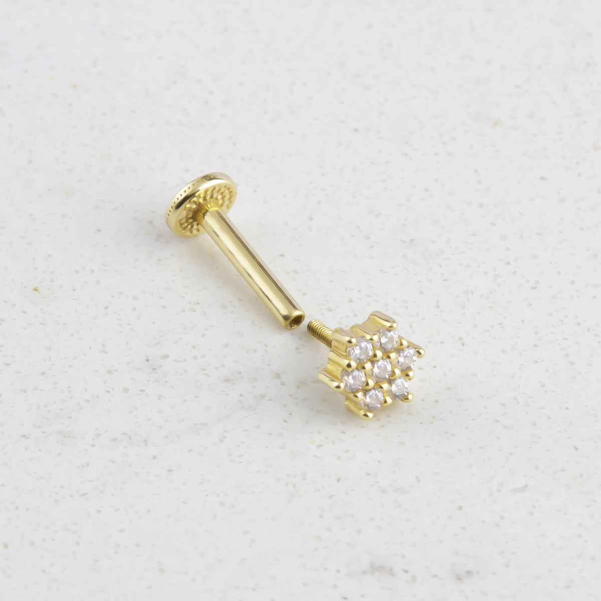14k Solid Gold Clover Tragus Piercing - alternate view 2
