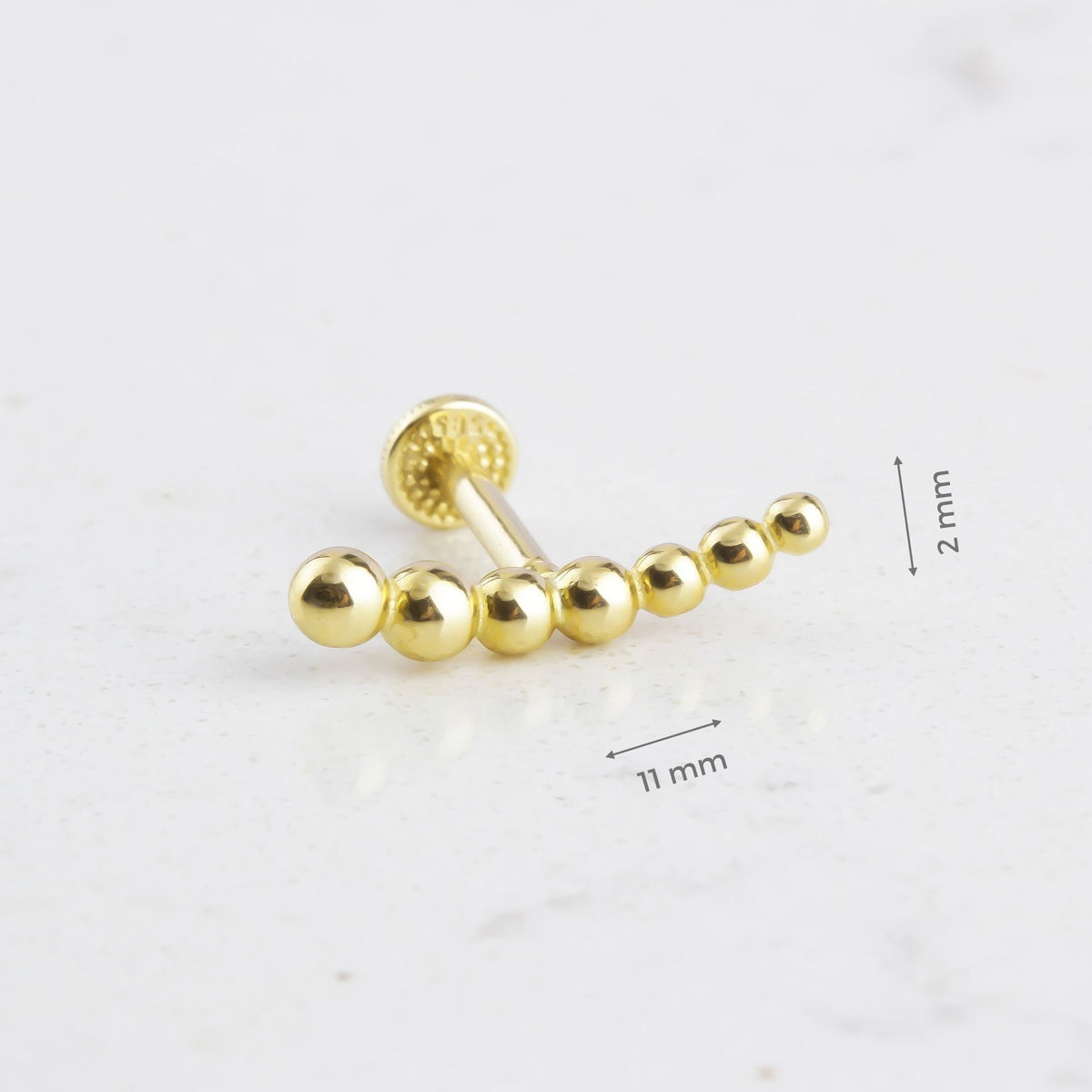14k Solid Gold Dorica Tragus Piercing - alternate view 3