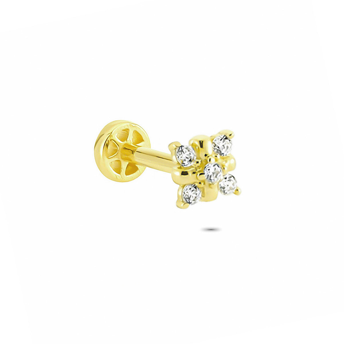 14k Solid Gold Clover Tragus Piercing - alternate view 4