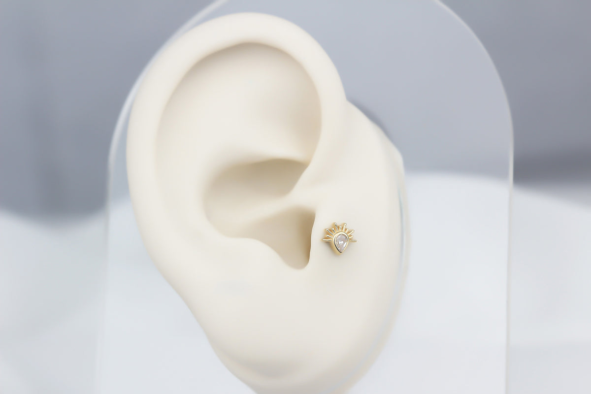14k Solid Gold Drop Tragus Piercing - alternate view 5