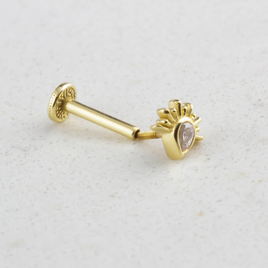 14k Solid Gold Drop Tragus Piercing - alternate view 2