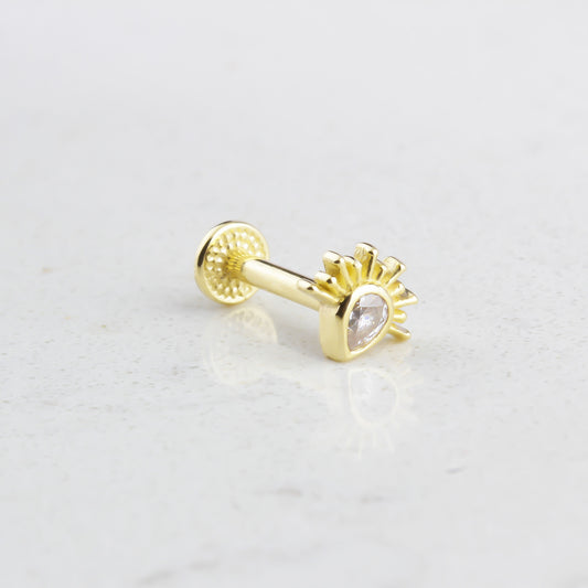 14k Solid Gold Drop Tragus Piercing
