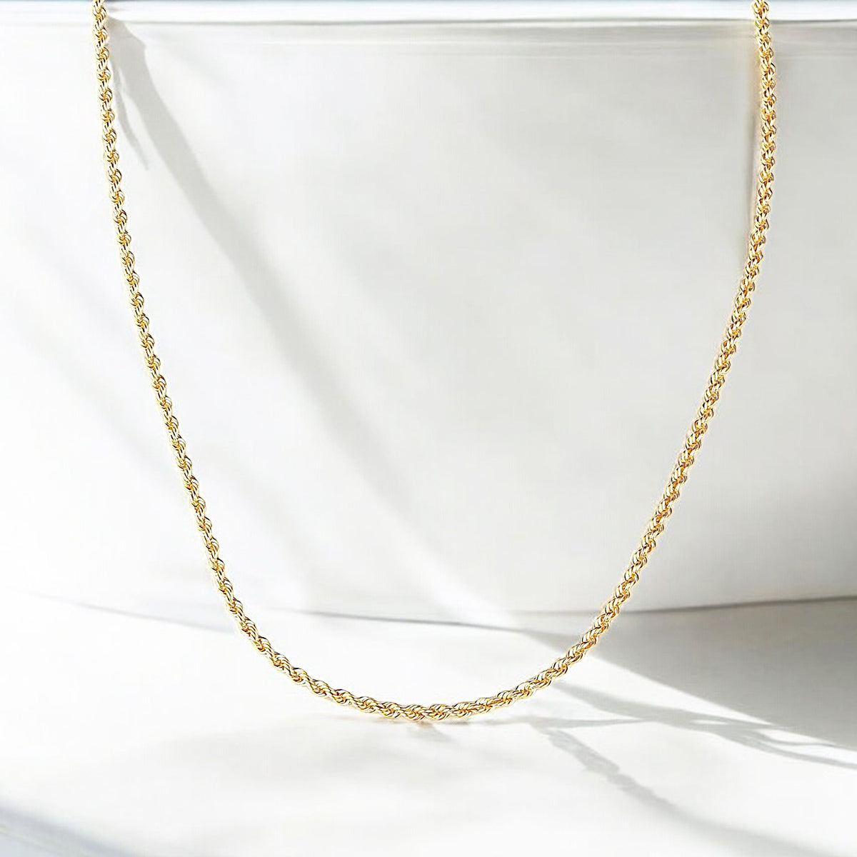 14k Solid Gold Rope Chain Necklace - alternate view 4