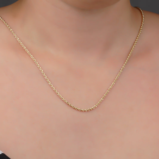 14k Solid Gold Rope Chain Necklace