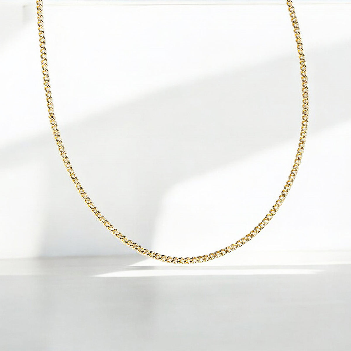 14k Solid Gold Curb Chain Necklace - alternate view 3