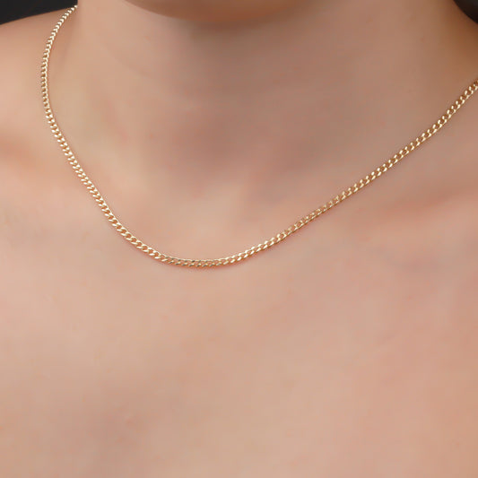 14k Solid Gold Curb Chain Necklace