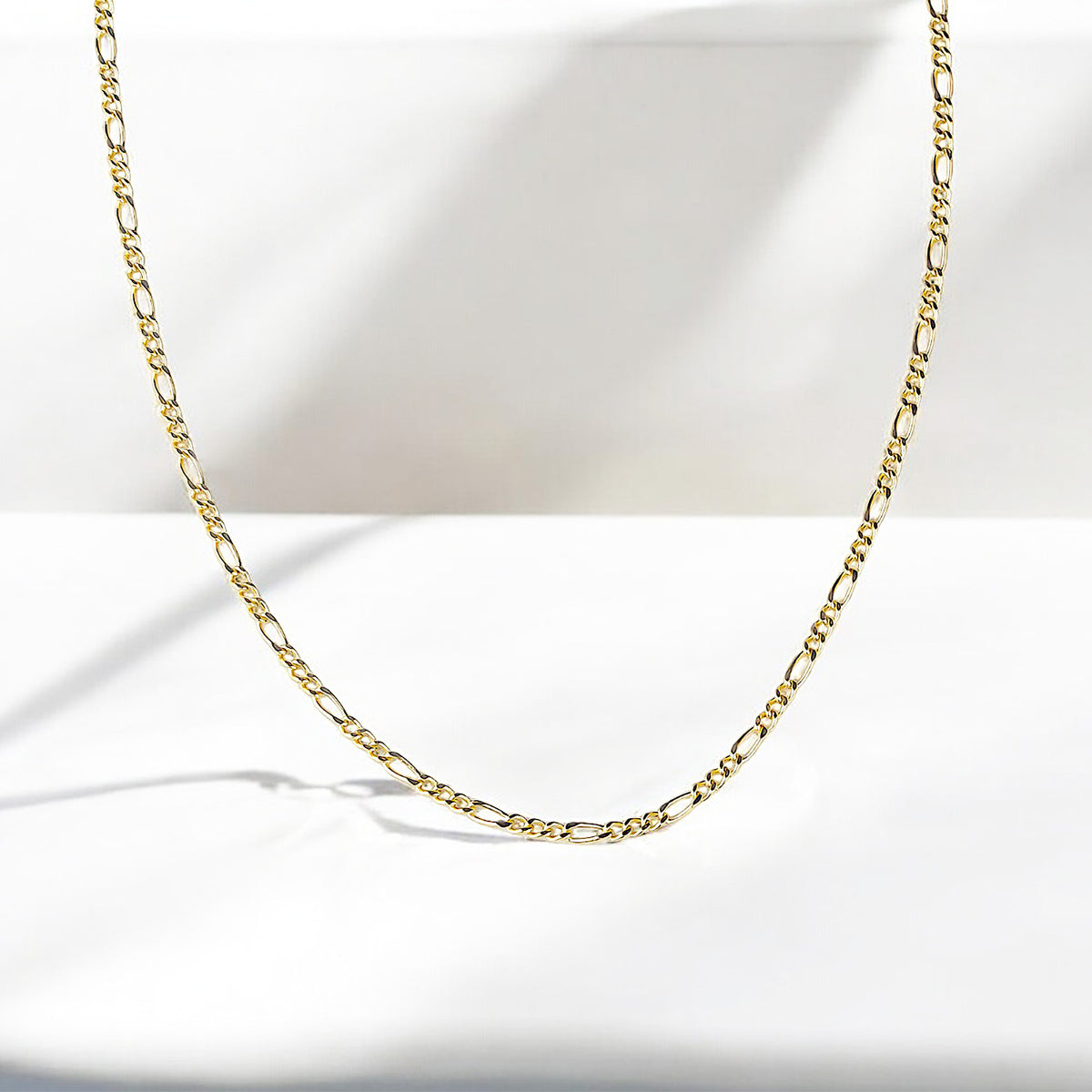14k Solid Gold Figaro Chain Necklace - alternate view 3
