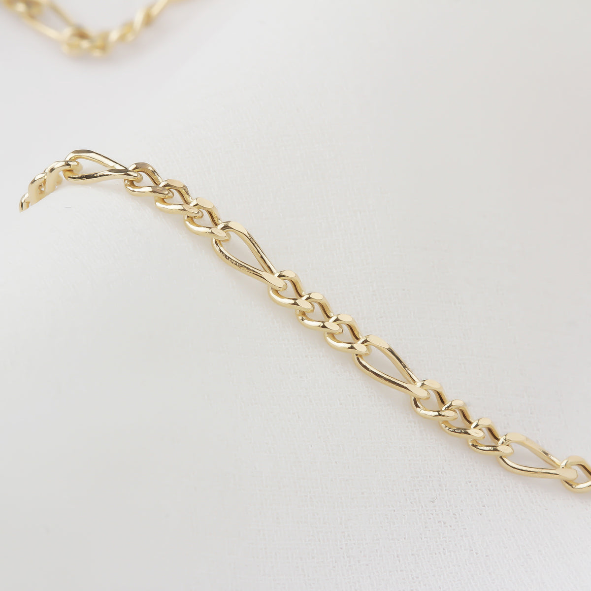 14k Solid Gold Figaro Chain Necklace - alternate view 2