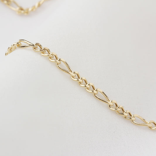 14k Solid Gold Figaro Chain Necklace - alternate view 2