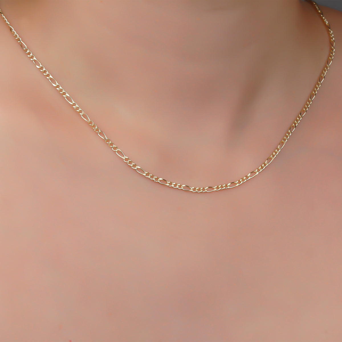 14k Solid Gold Figaro Chain Necklace