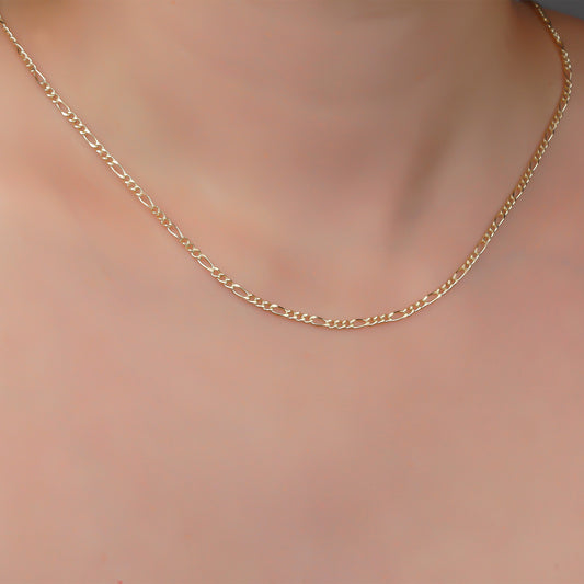 14k Solid Gold Figaro Chain Necklace