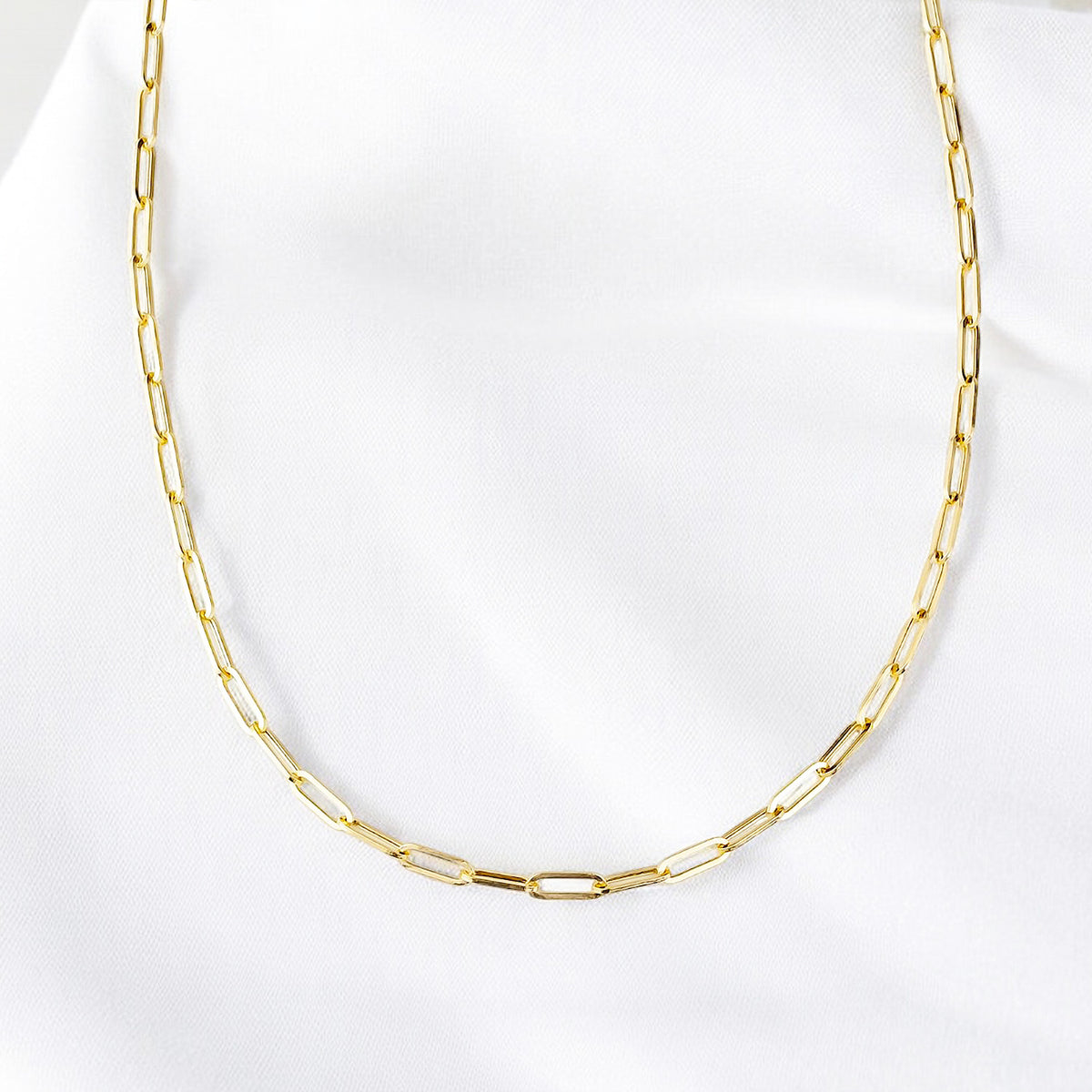 14k Solid Gold Paperclip Chain Necklace - alternate view 3