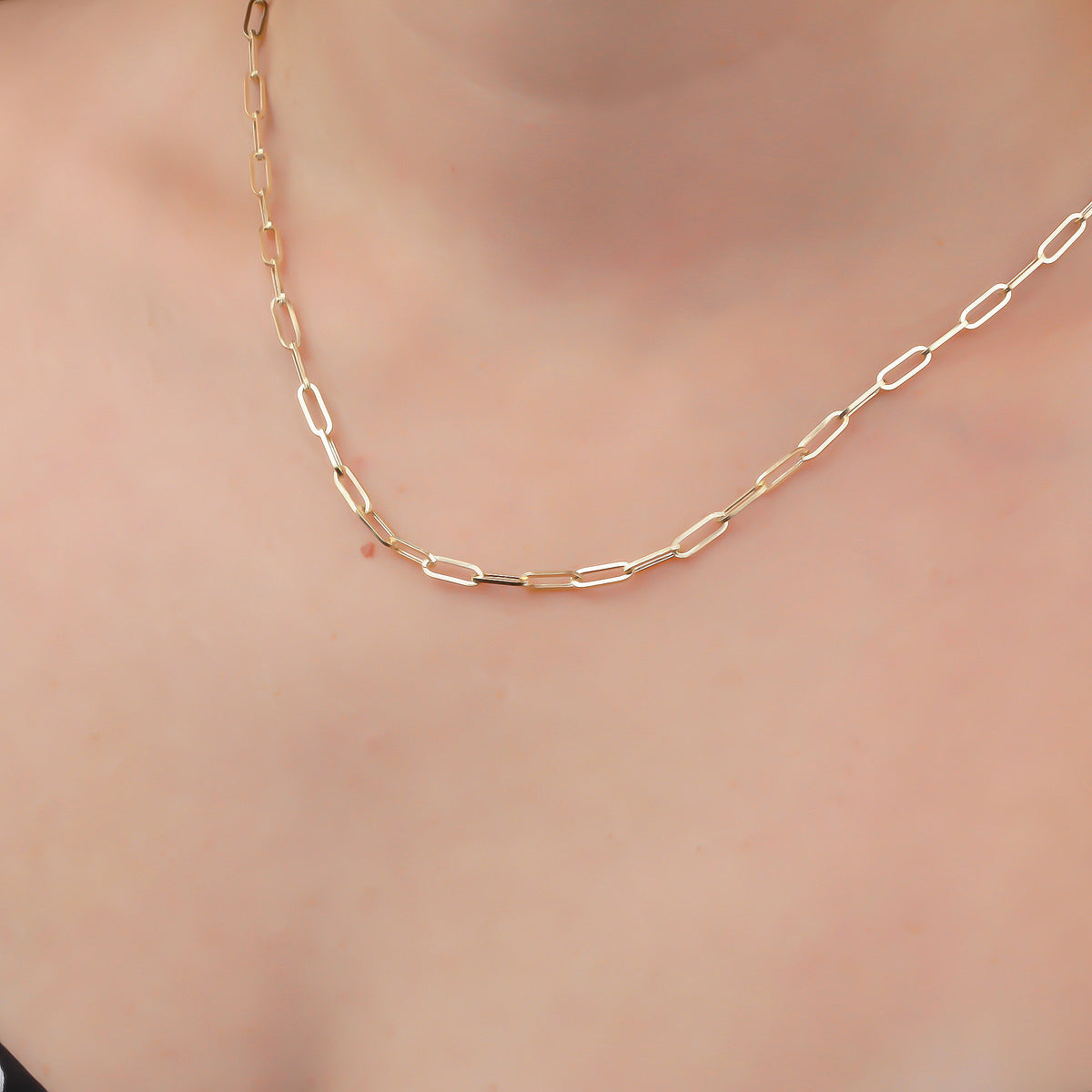 14k Solid Gold Paperclip Chain Necklace