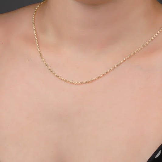 14k Solid Gold Rolo Chain Necklace