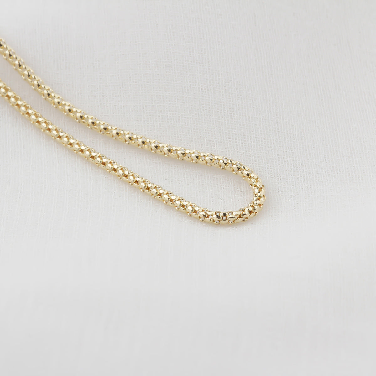 14k Solid Gold Popcorn Chain Necklace - alternate view 3