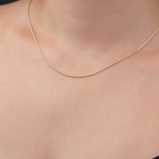14k Solid Gold Popcorn Chain Necklace