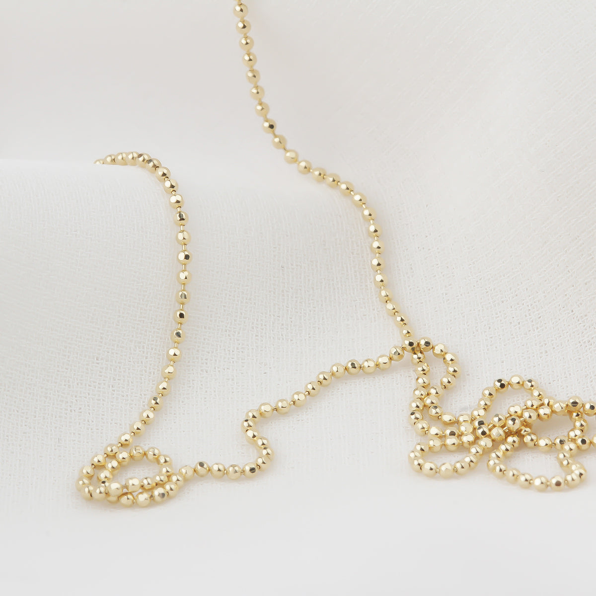 14k Solid Gold Ball Chain Necklace - alternate view 3