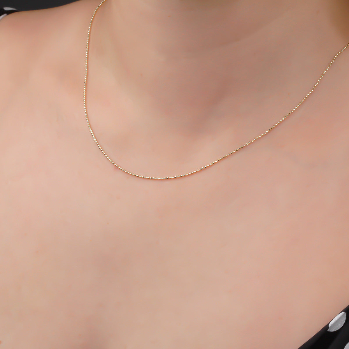 14k Solid Gold Ball Chain Necklace
