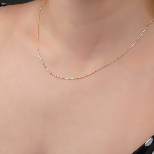14k Solid Gold Ball Chain Necklace