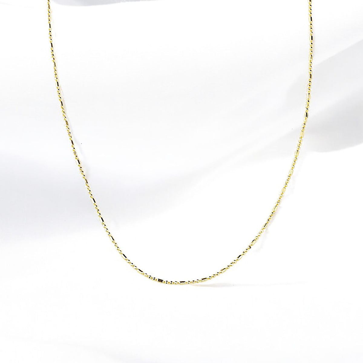 14k Solid Gold Ball Sausage Chain Necklace - alternate view 4