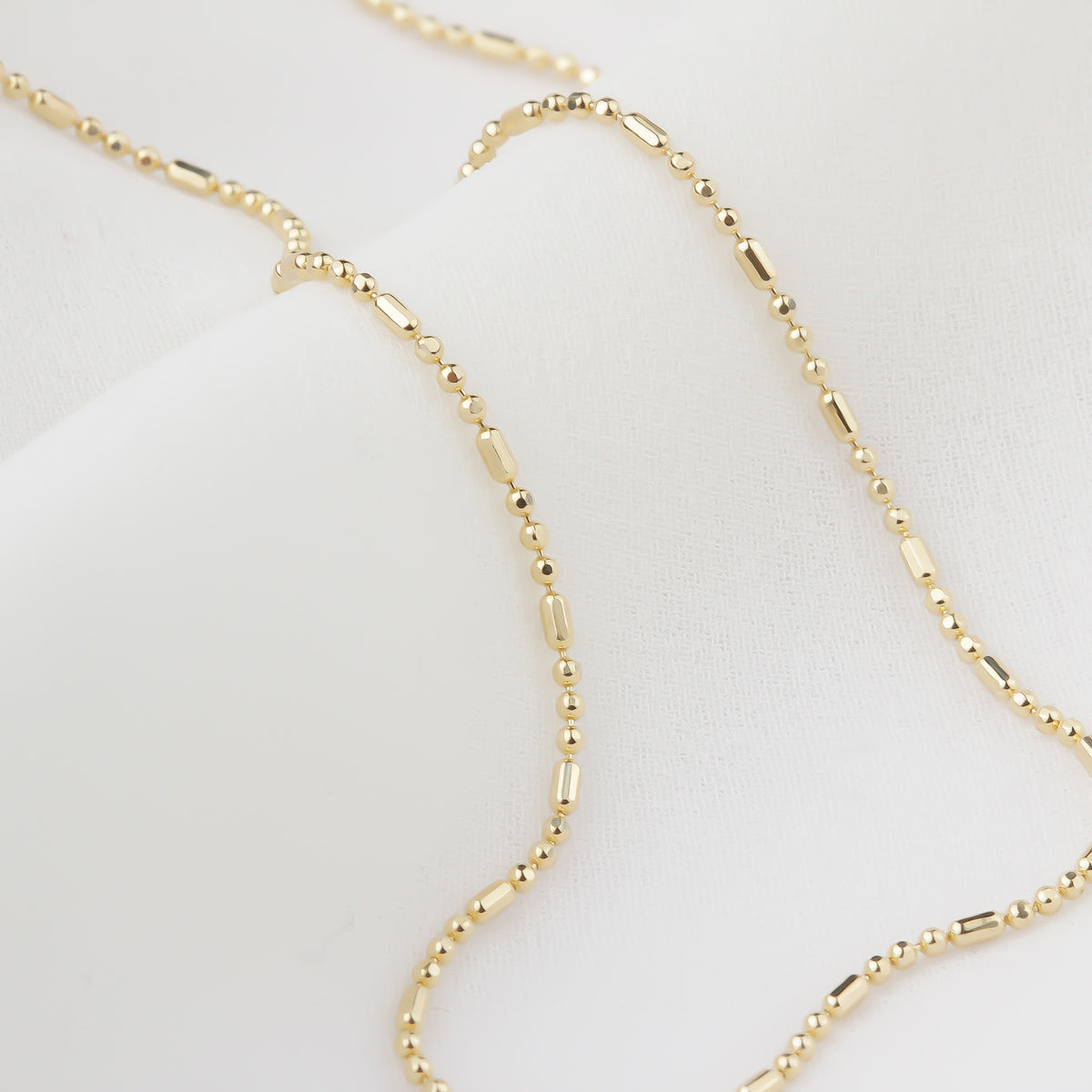 14k Solid Gold Ball Sausage Chain Necklace - alternate view 3