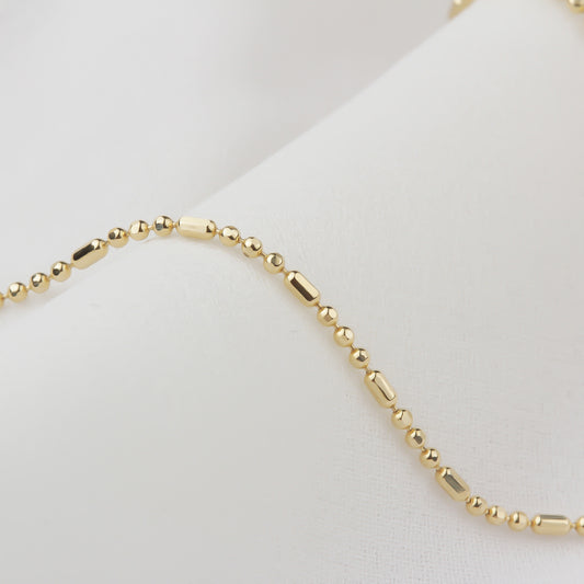 14k Solid Gold Ball Sausage Chain Necklace - alternate view 2