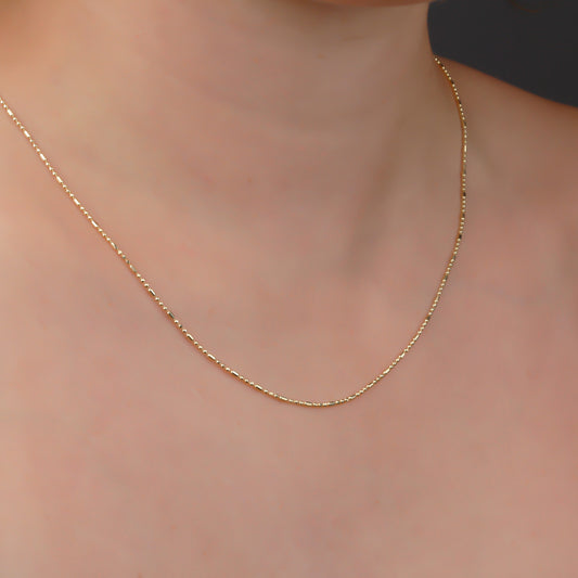 14k Solid Gold Ball Sausage Chain Necklace