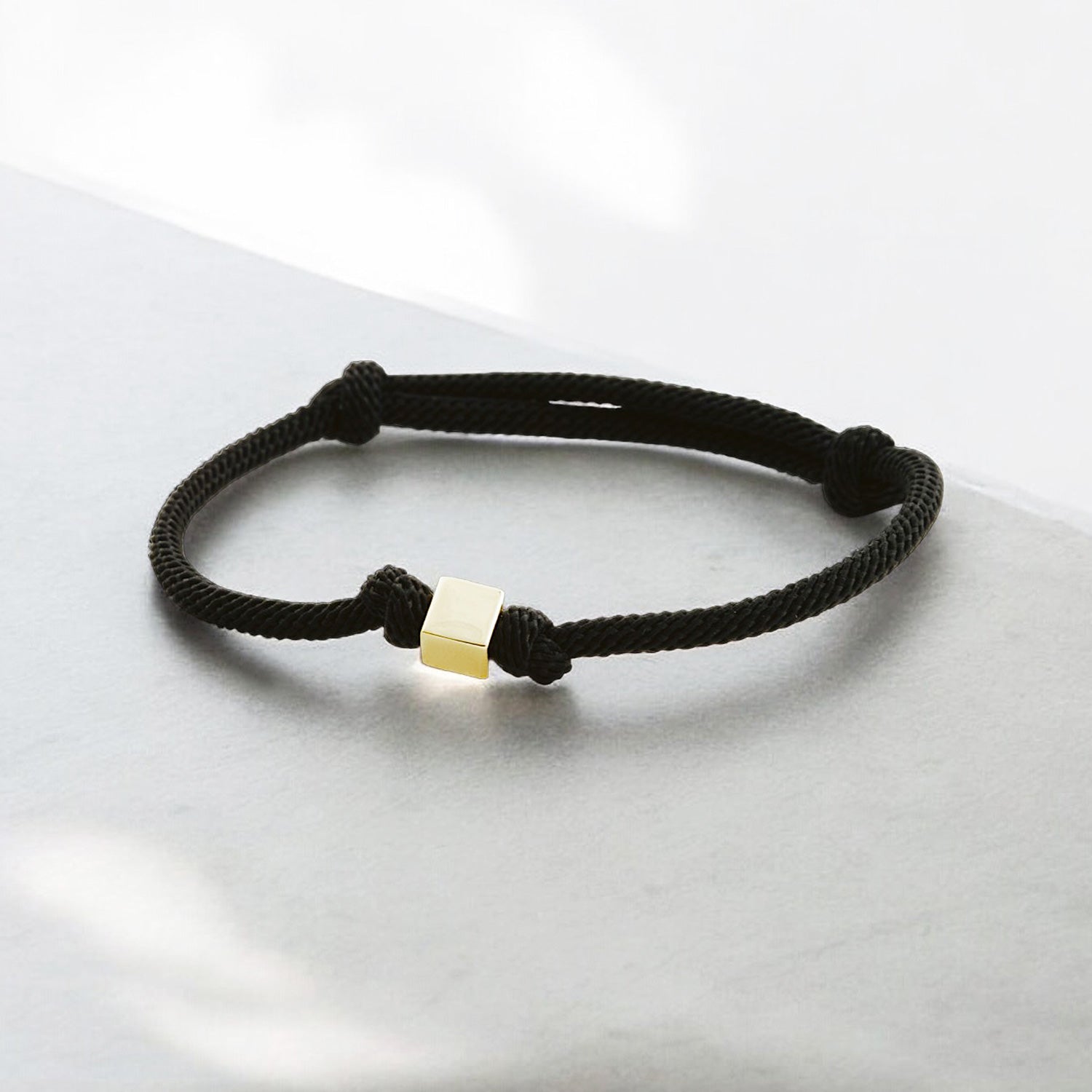 14k Solid Gold Cube Rope Bracelet - alternate view 2