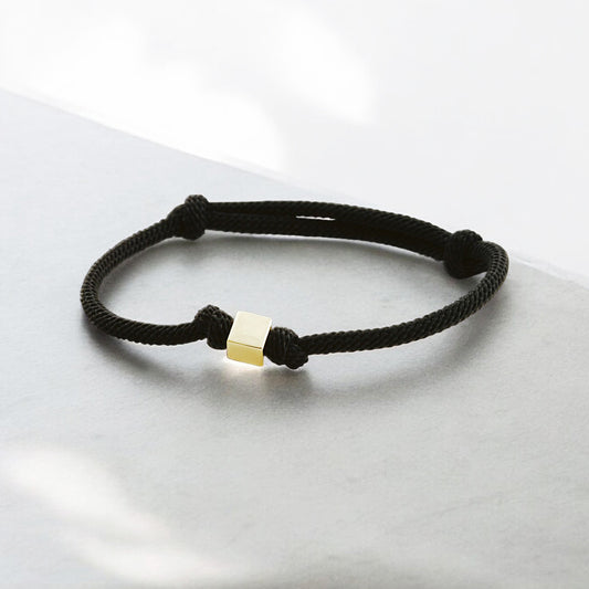 14k Solid Gold Cube Rope Bracelet - alternate view 2