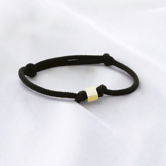 14k Solid Gold Cube Rope Bracelet