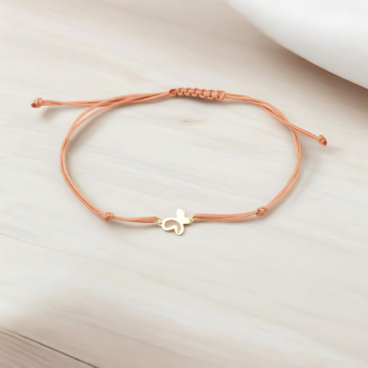 14k Solid Gold Butterfly Rope Bracelet