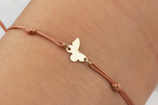 14k Solid Gold Butterfly Rope Bracelet - alternate view 2