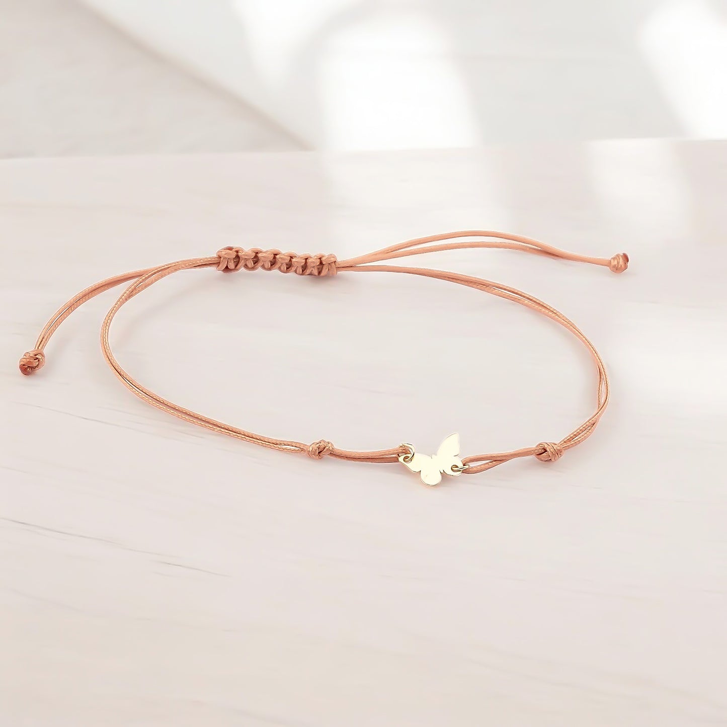 14k Solid Gold Butterfly Rope Bracelet