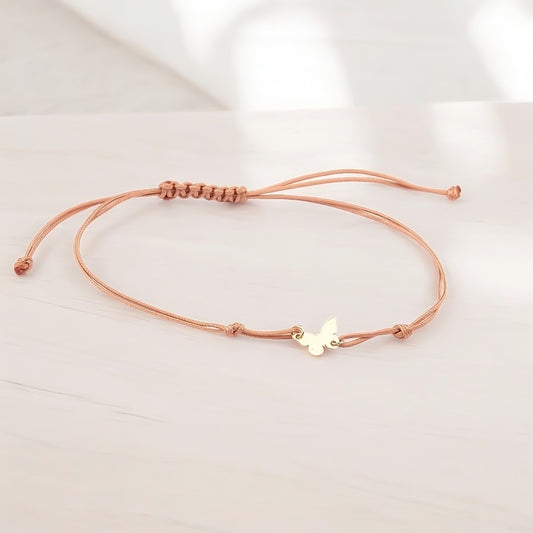 14k Solid Gold Butterfly Rope Bracelet