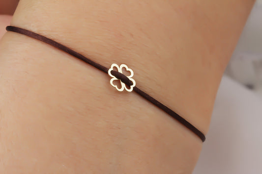 14k Solid Gold Clover Rope Bracelet - alternate view 2