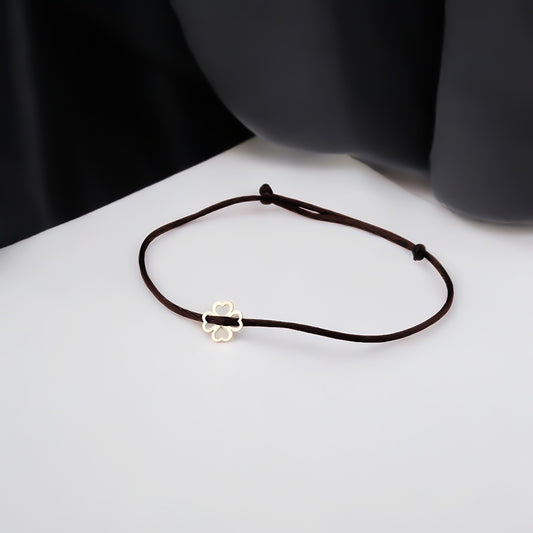 14k Solid Gold Clover Rope Bracelet