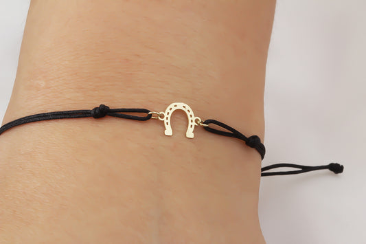 14k Solid Gold Horseshoe Rope Bracelet - alternate view 2