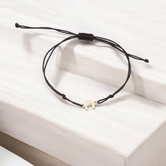 14k Solid Gold Horseshoe Rope Bracelet