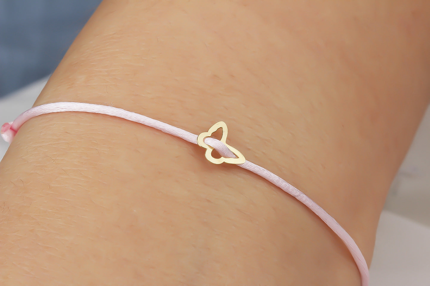 14k Solid Gold Butterfly Rope Bracelet - alternate view 2