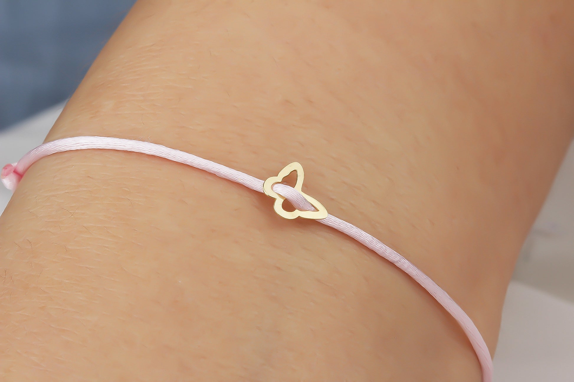 14k Solid Gold Butterfly Rope Bracelet - alternate view 2