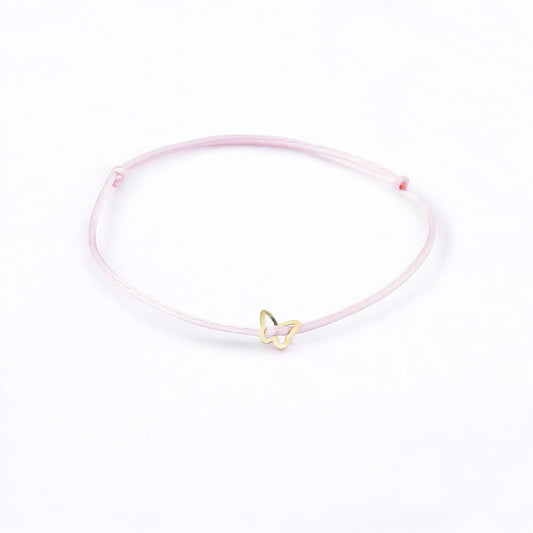 14k Solid Gold Butterfly Rope Bracelet