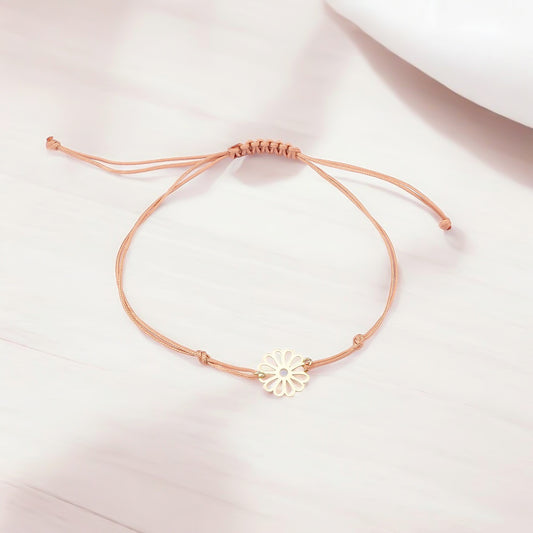 14k Solid Gold Daisy Rope Bracelet