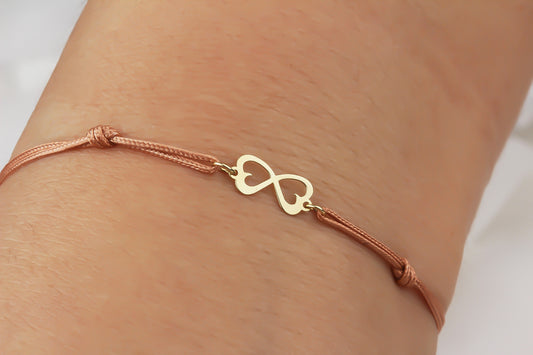 14k Solid Gold Heart Infinity Rope Bracelet - alternate view 2